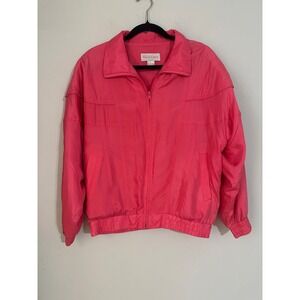 Vintage Rhoda Lynne Vintage Pink Silk Blend Zip‎ Up Track Jacket Women's Small